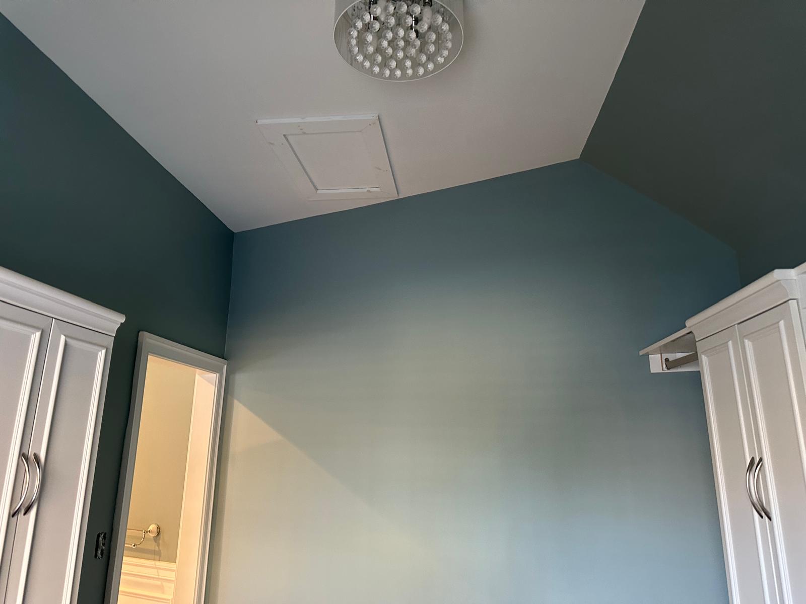 Freshly painted bedroom with vaulted ceiling, Chester County, PA