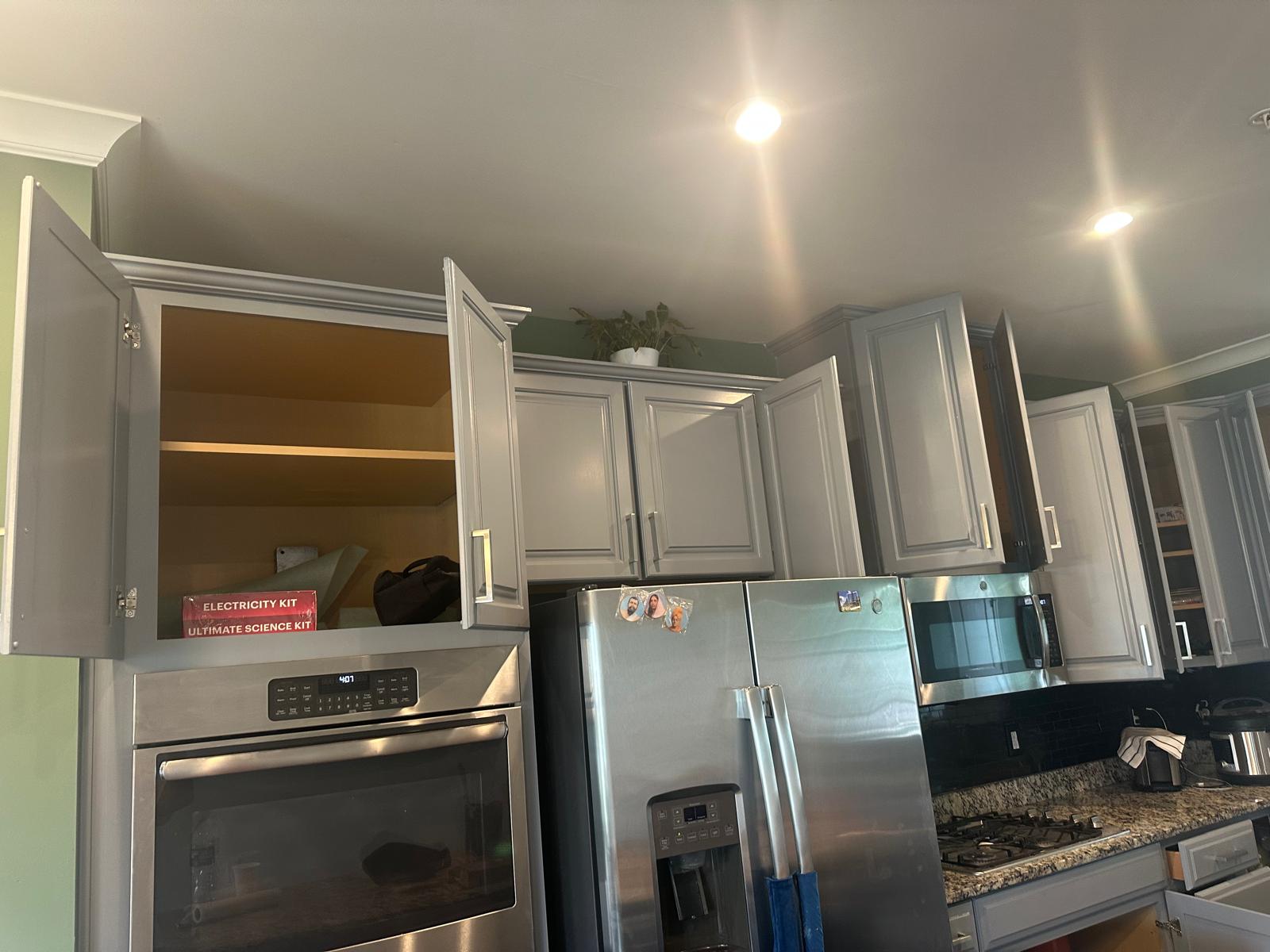 Freshly painted gray kitchen cabinets, Chester County, PA